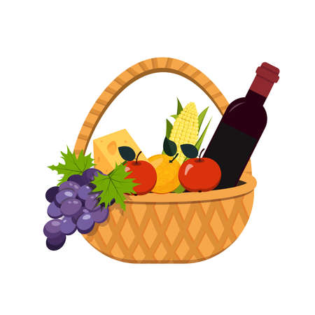 Basket full of products. Vector graphicsのイラスト素材