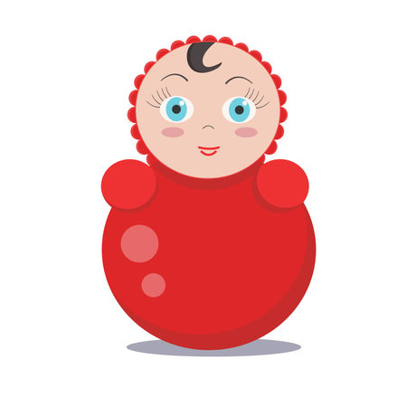 Red tumbler doll-baby's first toy, isolated on white background, vector graphics.のイラスト素材