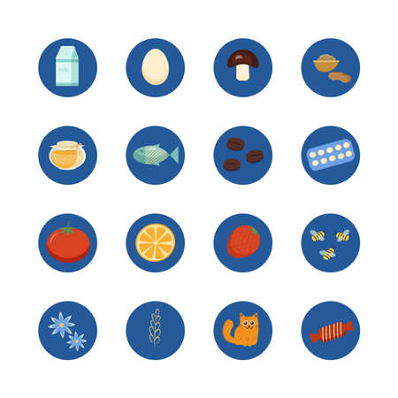 Icons-products that cause an allergic reaction. Vector graphicsのイラスト素材