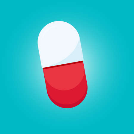 Red and white pill, isolated.のイラスト素材