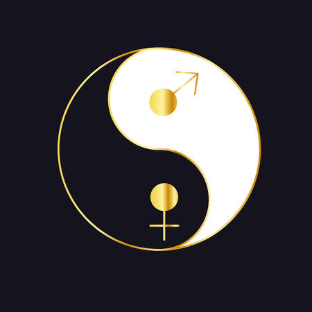 A symbol of masculine and feminine. The image marks Mars and Venus in the Yin-Yang circle. Stock vector graphicsのイラスト素材