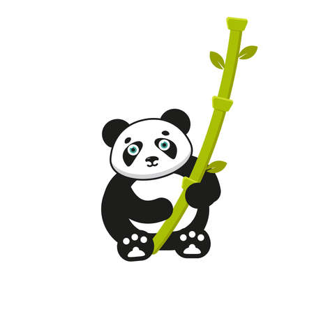 Panda bear with bamboo branch. Vector graphics.のイラスト素材