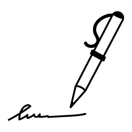 Signing the contract. Doodle style. Vector graphics.のイラスト素材