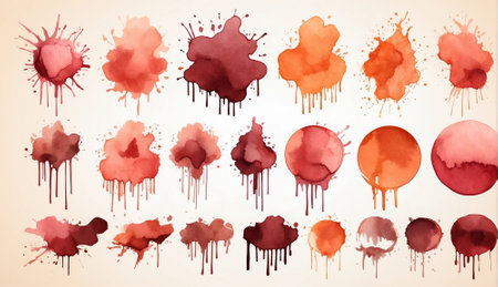 Set of watercolor blots, stains and splashes. ai illustration.の素材