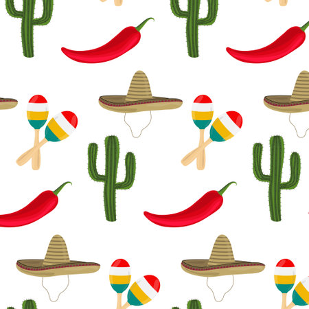 Pattern in Mexican style on a white backgroundのイラスト素材