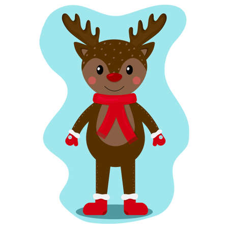 Santas reindeer in boots and mittens isolatedのイラスト素材