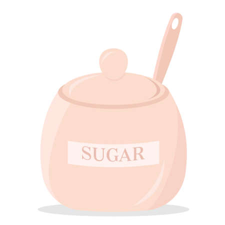 Ceramic sugar jar isolated on white backgroundのイラスト素材