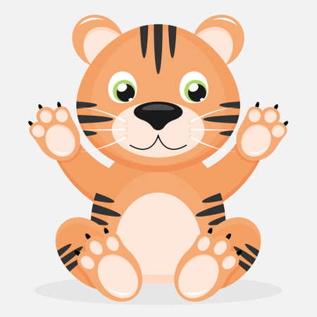 Cute tiger sitting isolated on white backgroundのイラスト素材