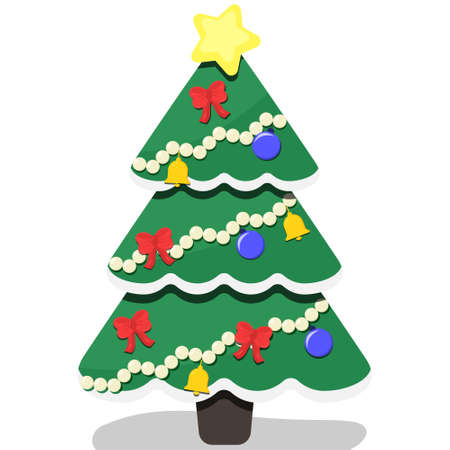 Christmas tree with toys and a star on topのイラスト素材