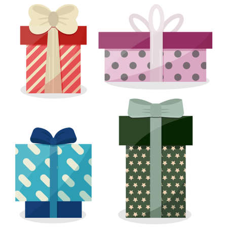 New Year multi-colored gifts isolated with shadowのイラスト素材