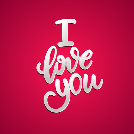 Love You, hand written lettering. Romantic calligraphyのイラスト素材