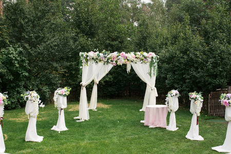 The beautiful platform for a wedding ceremony under the open sky:の写真素材