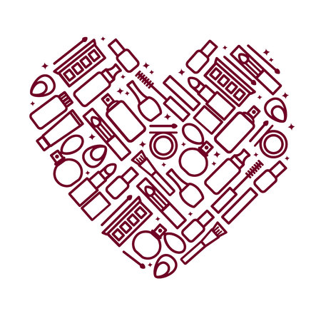 Women's make up in heart shape icon.のイラスト素材