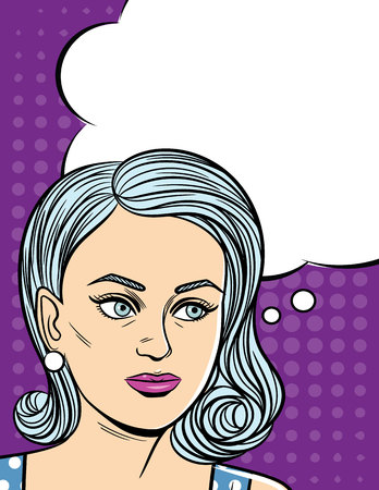 Vector illustration of an attractive girl in pop art styleのイラスト素材