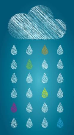 stylized cloud with raindropsのイラスト素材