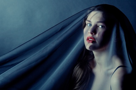 portrait of a young girl in a veilの写真素材