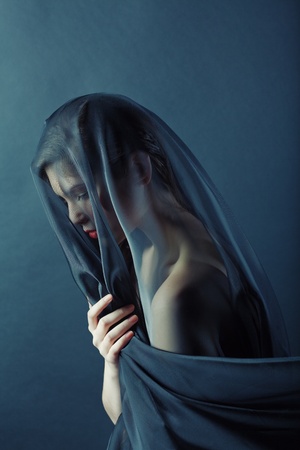 portrait of a young girl in a veilの写真素材