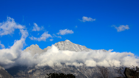 Nature scenery view of blue sky and mountain の写真素材