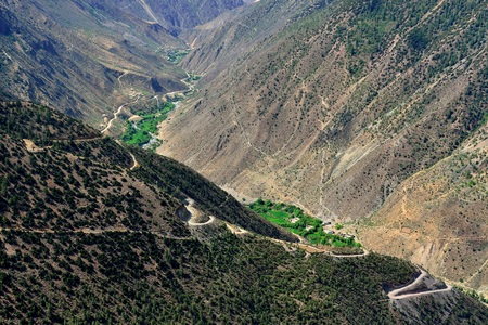 A small village in a canyonの写真素材