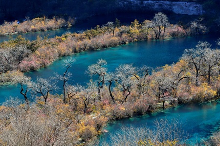 Landscape scenery view of Jiuzhaigou, Chinaの写真素材