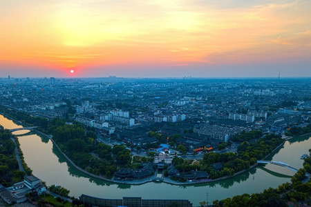 Sunset canalの写真素材