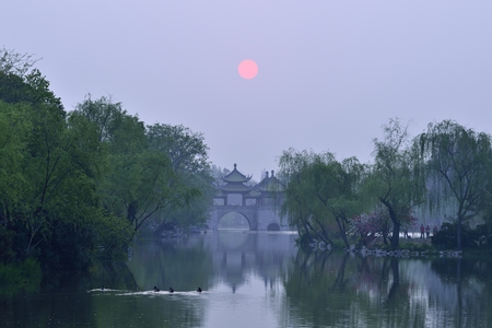 Slender West Lakeの写真素材