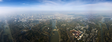 panorama of slender west lakeの写真素材