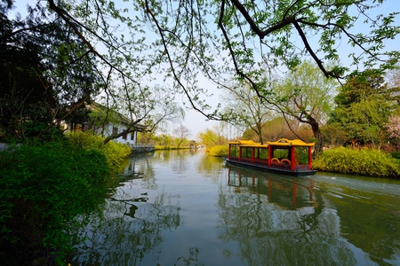 spring of slender west lake in Yangzhou Chinaの写真素材