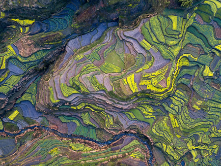 aerial photo of small village of Anhui, Chinaの写真素材