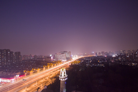 Shanghai city lights at nightの写真素材