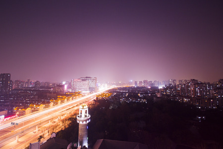 Shanghai city lights at nightの写真素材