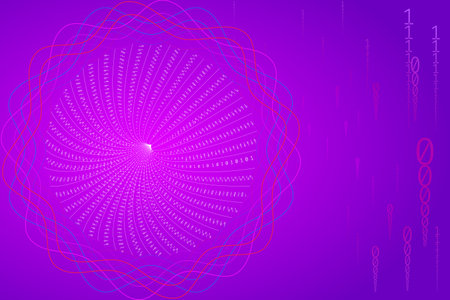 Binary code with purple background. Big data visualization background. Big data analytics visualization.のイラスト素材