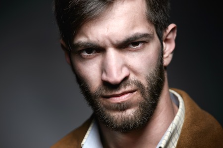 brutal man with a stern look, large viewの写真素材