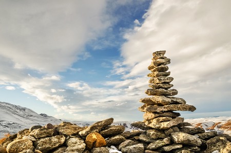 Zen stones stack rock flowの写真素材