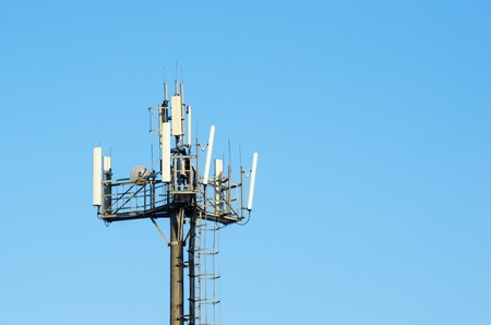 Antenna cellular networks against the blue clear sky