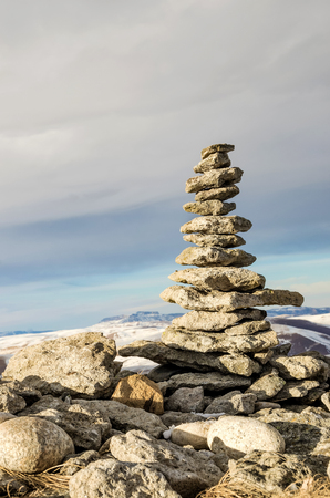 Zen stones stack rock flowの写真素材