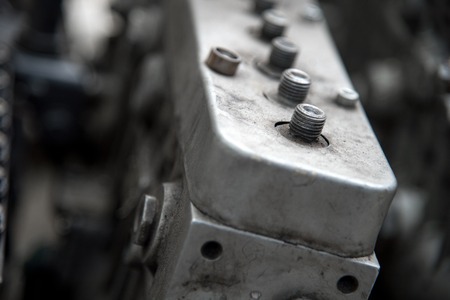 Old high-pressure diesel pump. The shallow depth of the sharply depicted spaceの写真素材