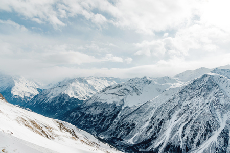Snow-capped peaks of the Caucasus Mountains. Caucasian landscapeの写真素材