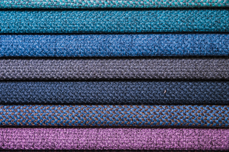 Abstract volumetric background textile multicolored stripes of furniture upholstery patterns. Home comfort conceptの写真素材