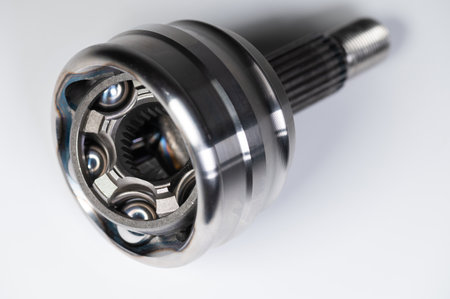 New automotive CV joints on a gray background. New background parts for articlesの写真素材
