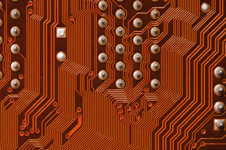 Computer circuit board close up. Background for the theme of electronics and computerizationの写真素材