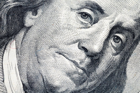 Close-up of 100 dollar bill paper. Background for financial articles