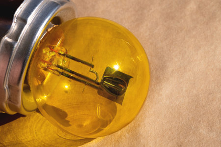 Old car envelope incandescent lamp. Close-up of filamentの写真素材