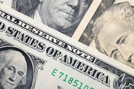 Close-up detail of a dollar bill banknote. Business background and finance