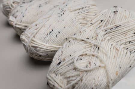 a row of colored yarn for knitting