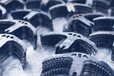 A large number of blanks cut from metal for disarming minefields. Production of military equipment