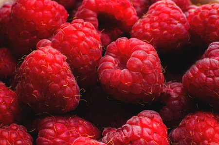 Fresh berries. Sweet raspberries close up. Vitamins and healthy eating