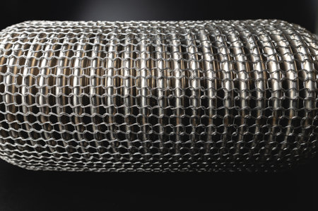 Close-up Selective focus picture with noise effect of exhaust pipe flexible connector.の写真素材