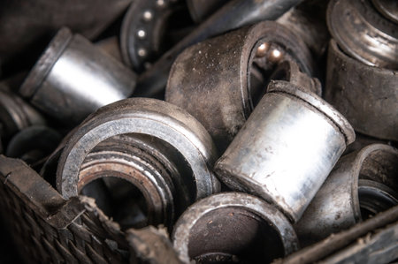 old rusty gears, heavy industry. used scrap metal, spare parts warehouse, waste dump close upの写真素材