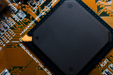 Computer parts close up. Computer chip. Technology